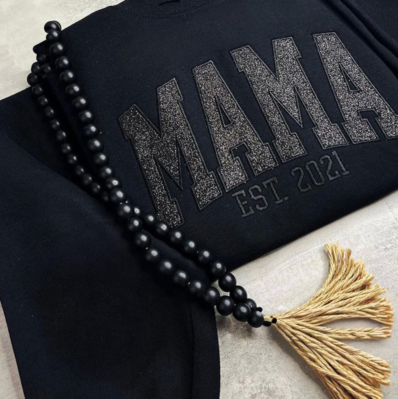 Glitter Embroidered Mama Sweatshirt