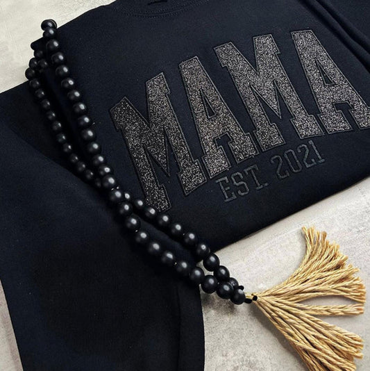 Glitter Embroidered Mama Sweatshirt