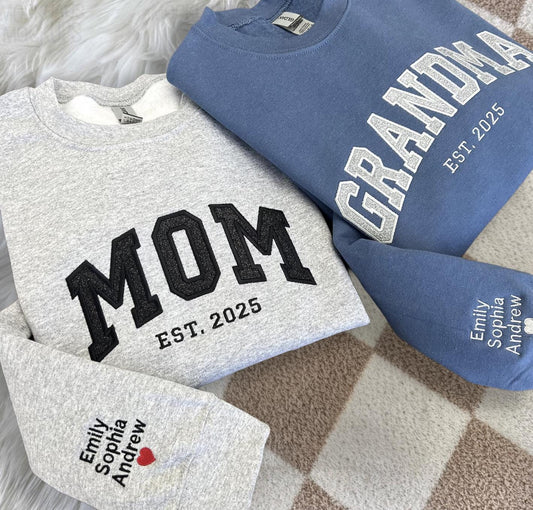 Glitter Embroidered Mama Sweatshirt