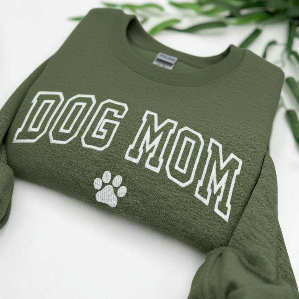 Embroidery Dog Mom Sweatshirt