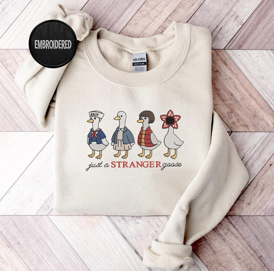 Just A Stranger Goose Embroidered Sweatshirt