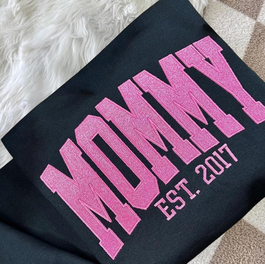 Glitter Embroidered Mama Sweatshirt