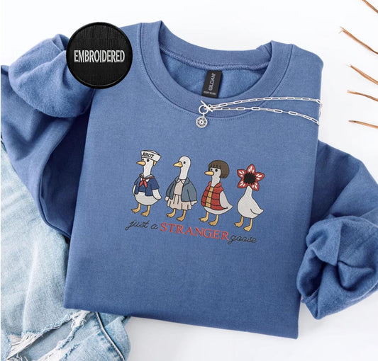Just A Stranger Goose Embroidered Sweatshirt