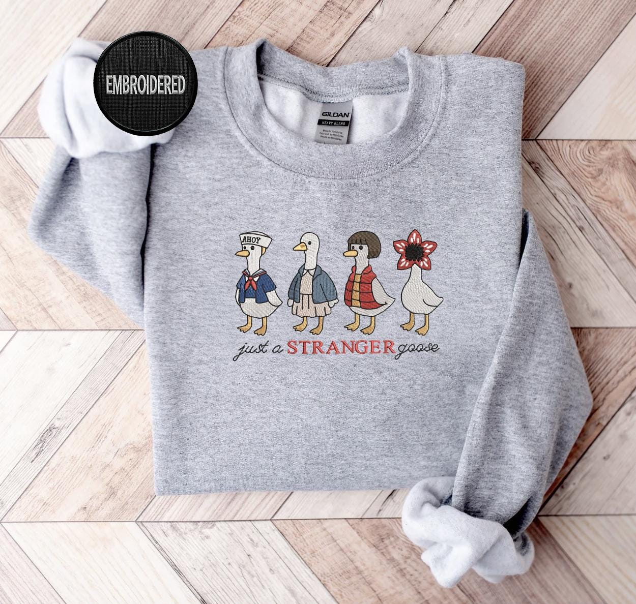 Just A Stranger Goose Embroidered Sweatshirt